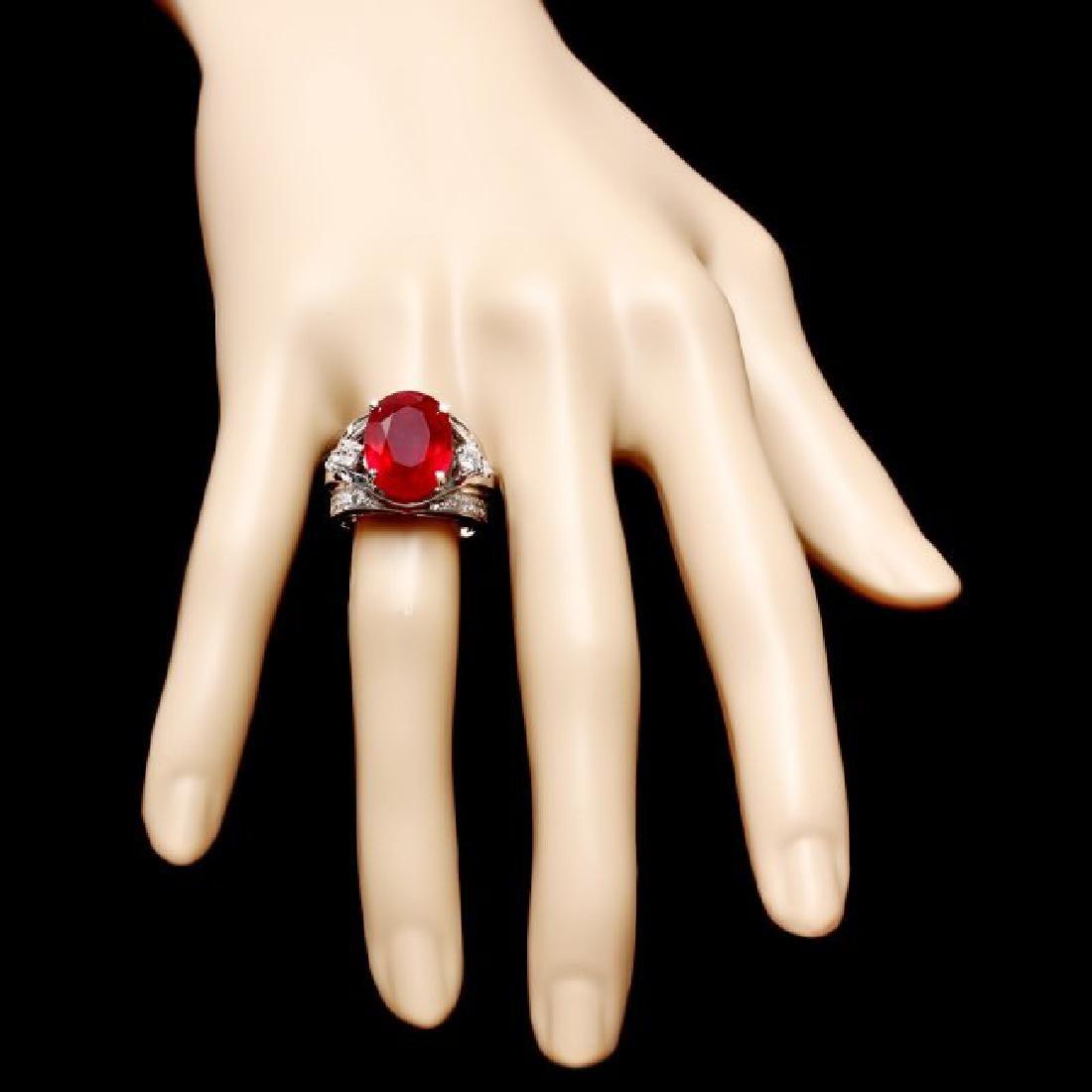 14K White Gold 12.27ct Ruby and 1.32ct Diamond Ring