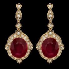 14k Gold 22.73ct Ruby 1.69ct Diamond Earrings