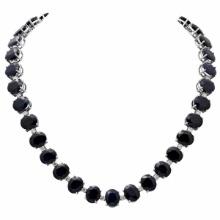 14k White Gold 145.51ct Sapphire 4.31ct Diamond Necklace