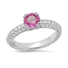 18K White Gold Setting with 0.93ct Pink Sapphire and 0.83ct Diamond Ladies Ring