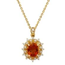 14k Yellow Gold 3.98ct Citrine 0.17ct Diamond Pendant