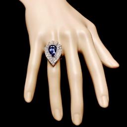 14K White Gold 4.25ct Tanzanite and 2.21ct Diamond Ring