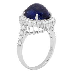 14k White Gold 11.50ct Sapphire 1.22ct Diamond Ring