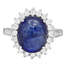 14k White Gold 11.50ct Sapphire 1.22ct Diamond Ring