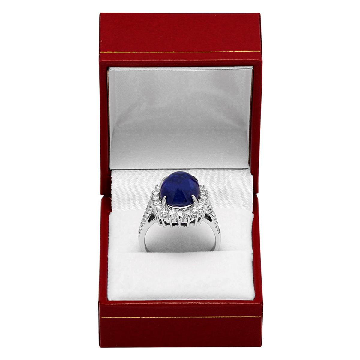 14k White Gold 11.50ct Sapphire 1.22ct Diamond Ring