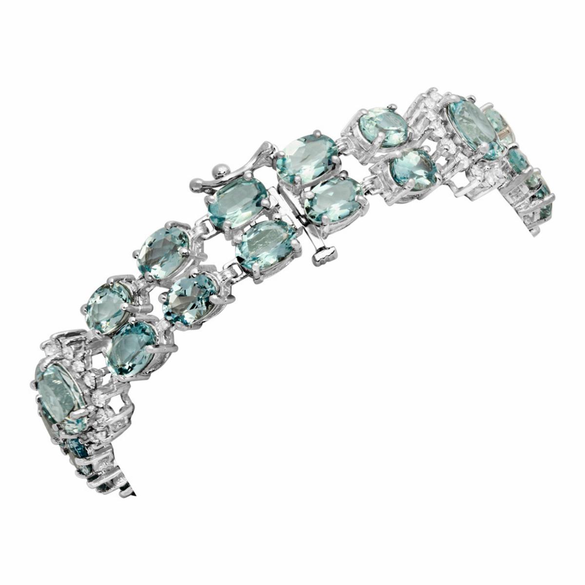 14k White Gold 24.19ct Aquamarine 1.61ct Diamond Bracelet