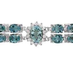 14k White Gold 24.19ct Aquamarine 1.61ct Diamond Bracelet