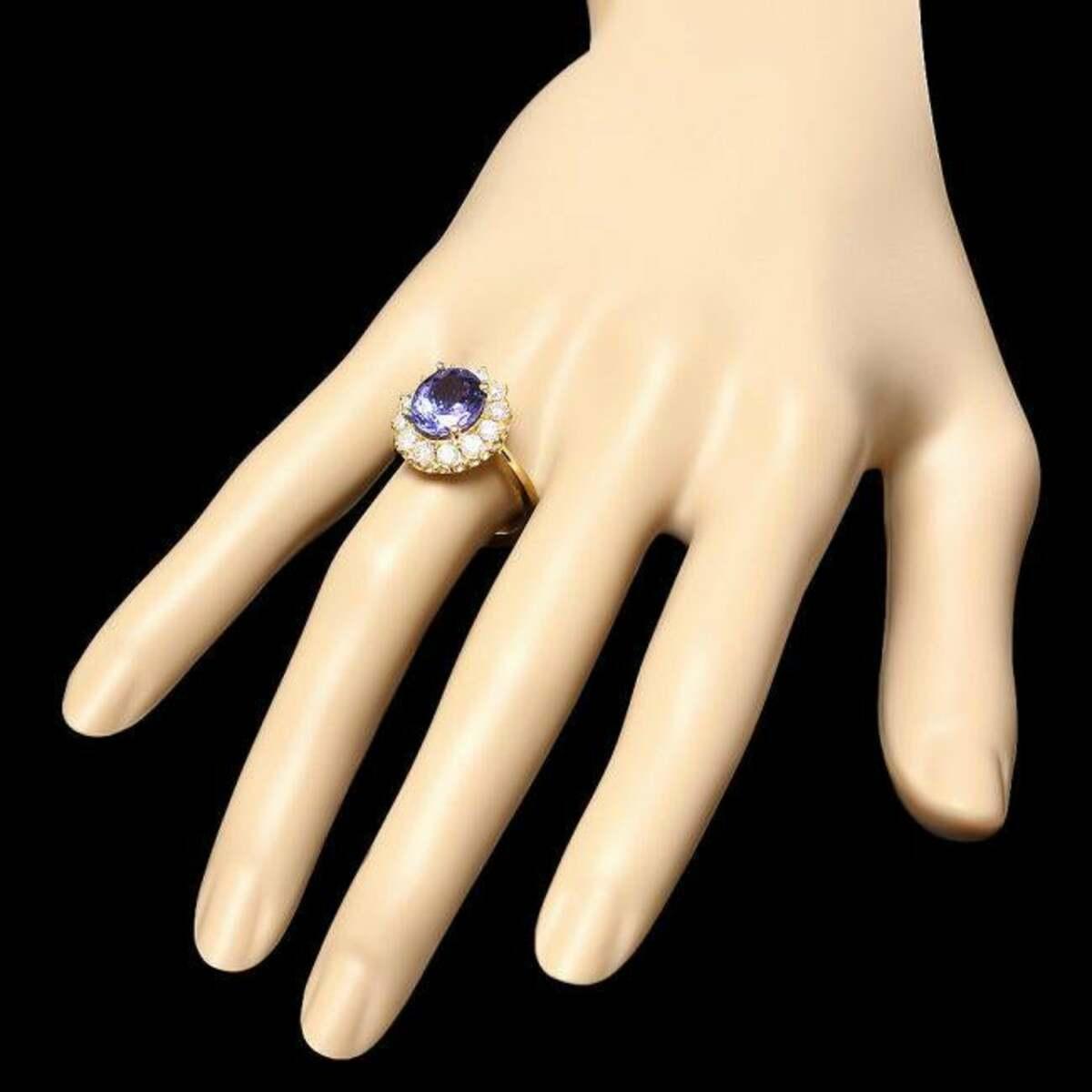 14K Yellow Gold 3.92ct Tanzanite and 0.84ct Diamond Ring