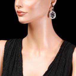 14k Gold 11.37ct Sapphire 3ct Diamond Earrings