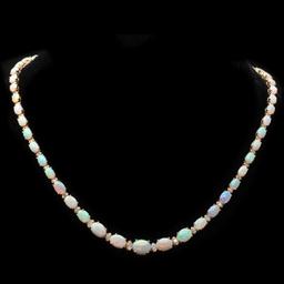 14K Yellow Gold 17.81ct Opal and 1.12ct Diamond Necklace