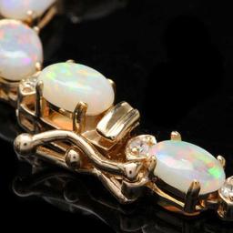 14K Yellow Gold 17.81ct Opal and 1.12ct Diamond Necklace