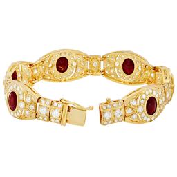 14k Yellow Gold 10.07ct Ruby 7.44ct Diamond Bracelet