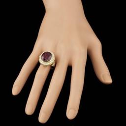 14K Yellow Gold 11.93ct Ruby and 0.97ct Diamond Ring