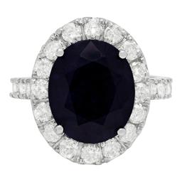 14k White Gold 7.61ct Sapphire 2.09ct Diamond Ring