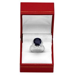 14k White Gold 7.61ct Sapphire 2.09ct Diamond Ring