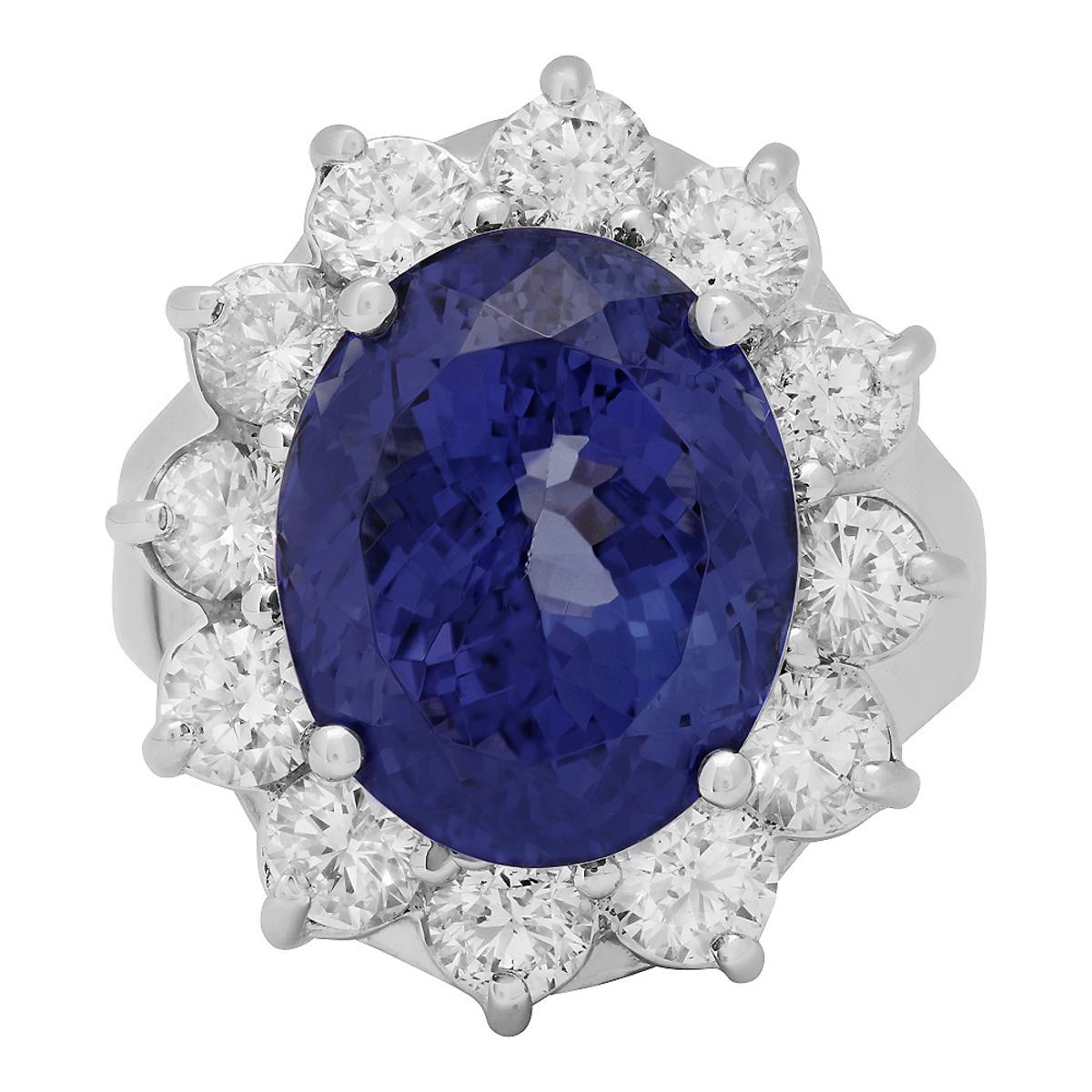 14k White Gold 4.74ct Tanzanite 2.24ct Diamond Ring