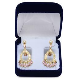14K Yellow Gold 2.50ct Pink Sapphire and 2.05ct Diamond Earrings
