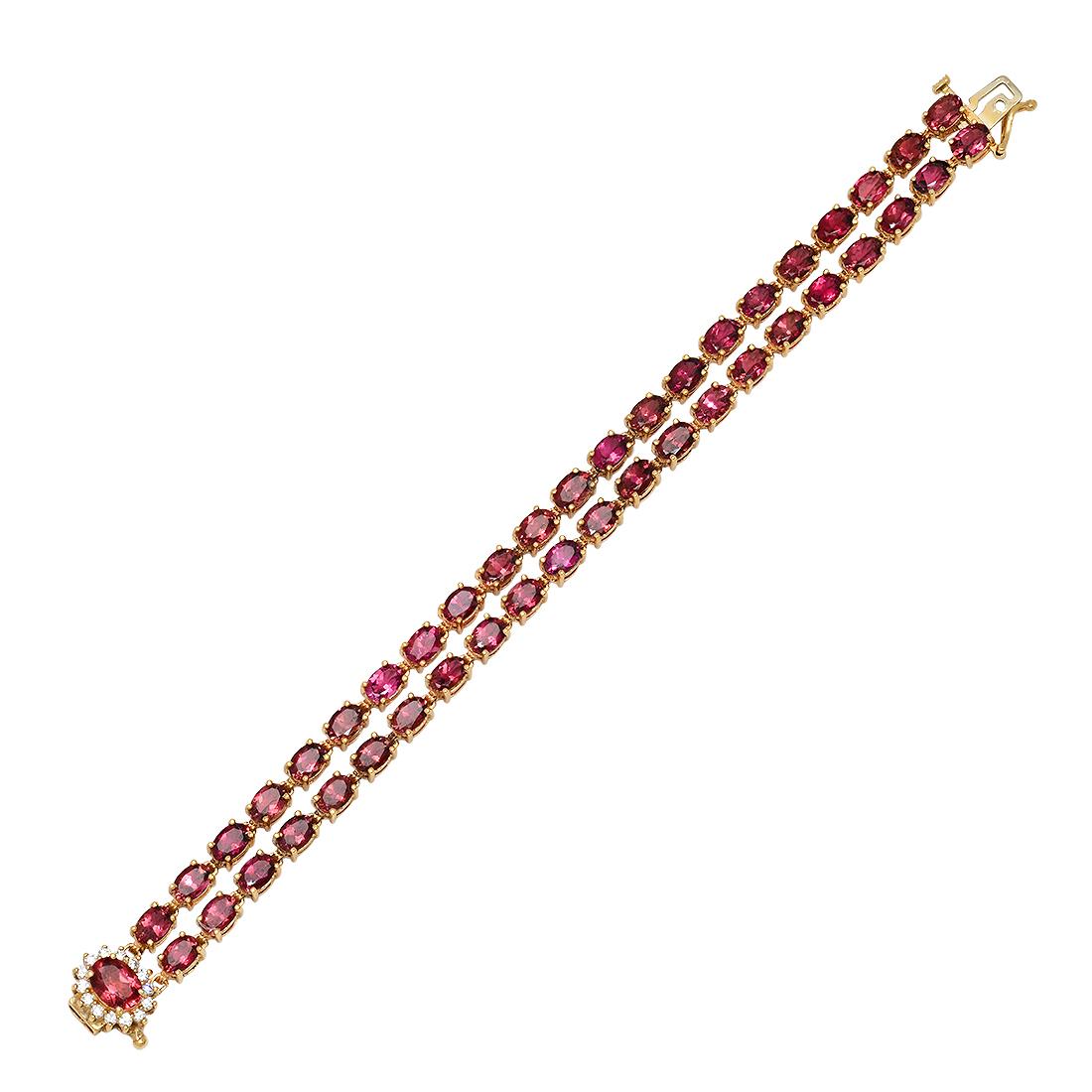 14K Yellow Gold 21.96ct Tourmaline and 0.55Ct Diamond Bracelet