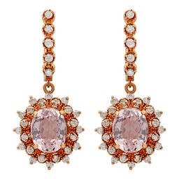 14k Rose Gold 7.98ct Kunzite 1.22ct Diamond Earrings