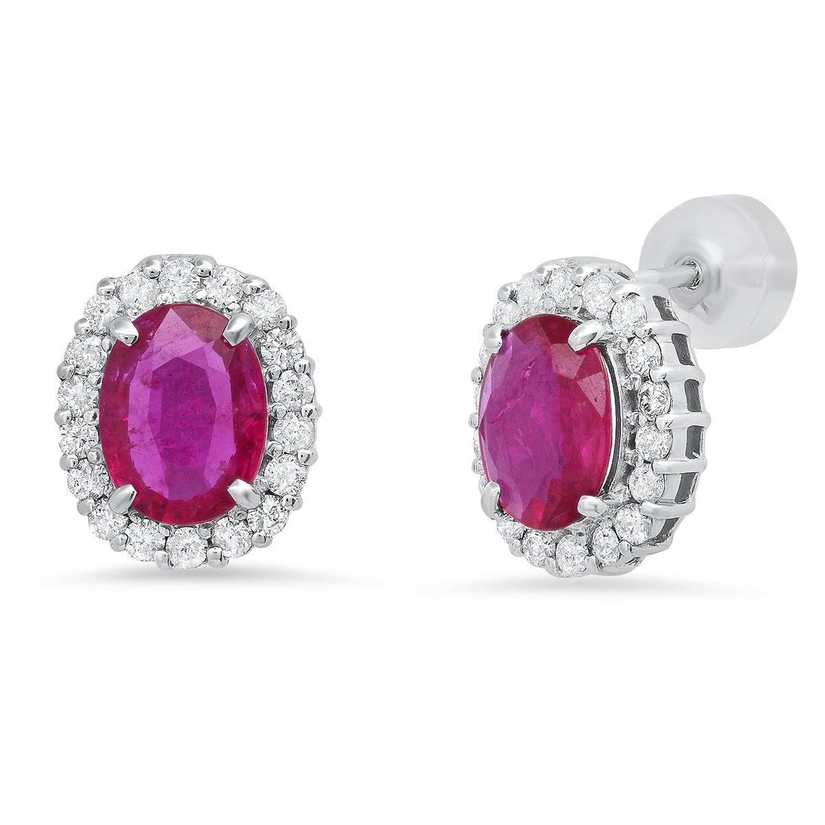 18K White Gold Setting with 2.04ct Ruby and 0.50ct Diamond Earrings