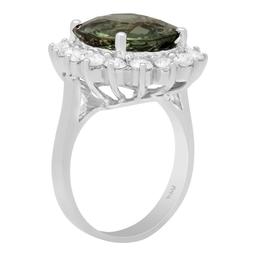 14k White Gold 6.78ct Green Tourmaline 1.89ct Diamond Ring