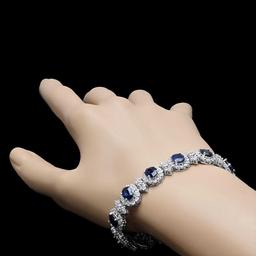 14K White Gold 12.35ct Sapphire and 10.88ct Diamond Bracelet
