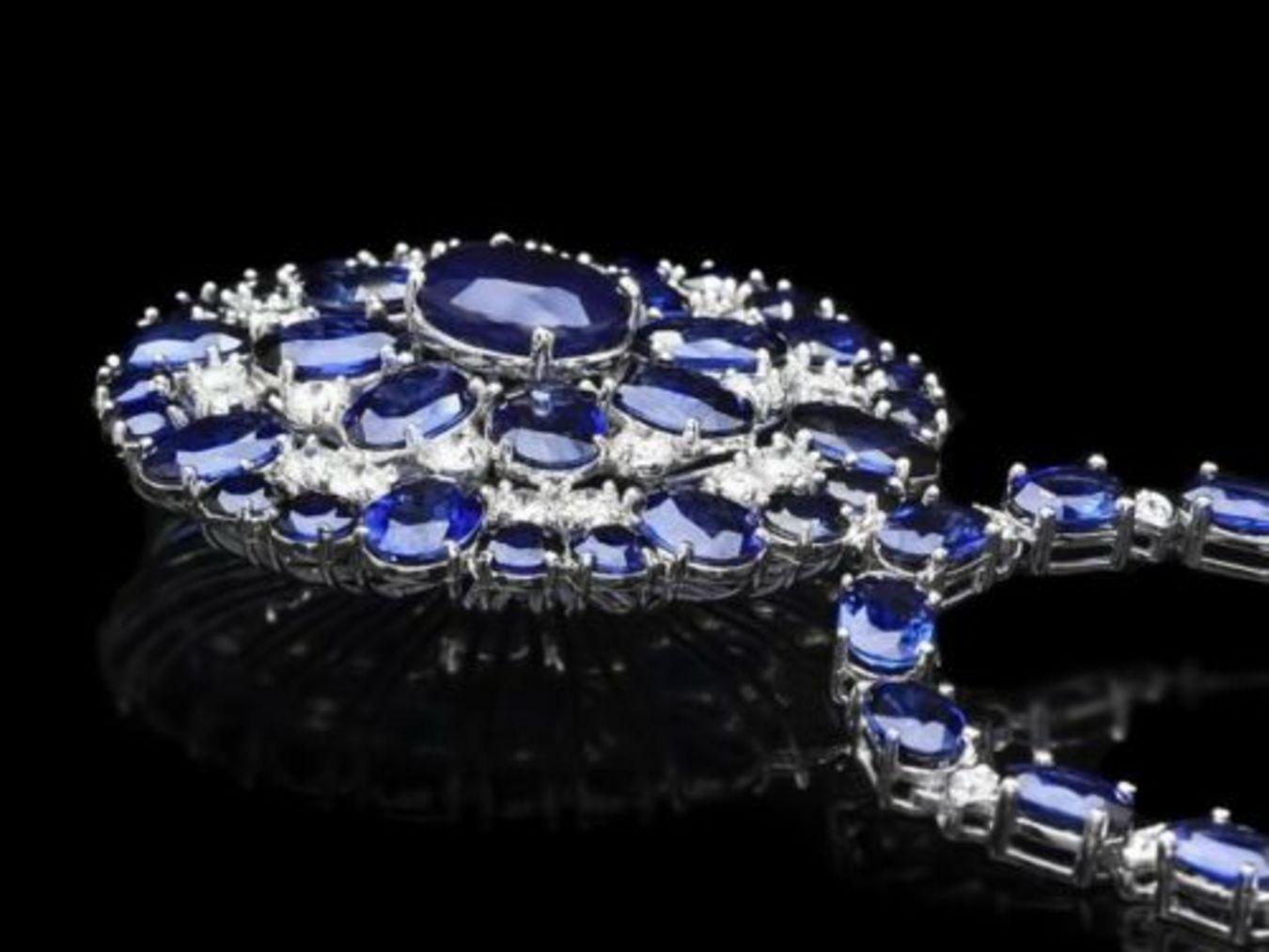 14K White Gold 43.37ct Sapphire and 2.48ct Diamond Necklace