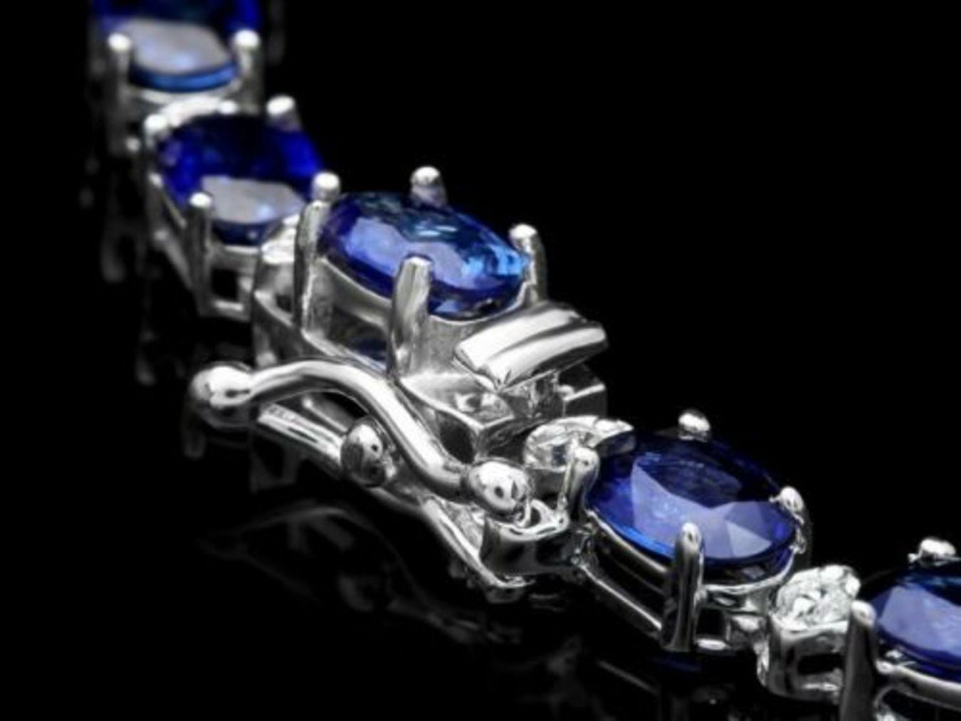 14K White Gold 43.37ct Sapphire and 2.48ct Diamond Necklace