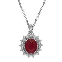 14k White Gold 7.01ct Ruby 0.65ct Diamond Pendant