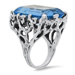 14K White Gold Setting with 30.52ct Topaz and 0.36ct Diamond Ladies Ring