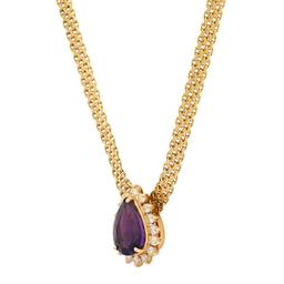 14K Yellow Gold Setting with 2.82ct Amethyst and 0.48ct Diamond Necklace