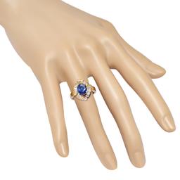 18K Yellow Gold Setting with 2.64ct Sapphire and 1.10ct Diamond Ladies Ring