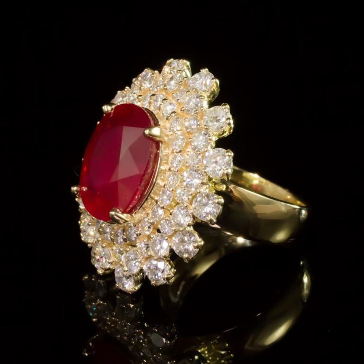 14K Yellow Gold 9.50ct Ruby and 3.86ct Diamond Ring