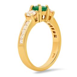 14K Yellow Gold Setting with 0.60ct Emerald and 0.90ct Diamond Ring