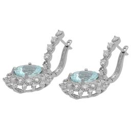 14k White Gold 6.41ct Aquamarine 1.58ct Diamond Earrings