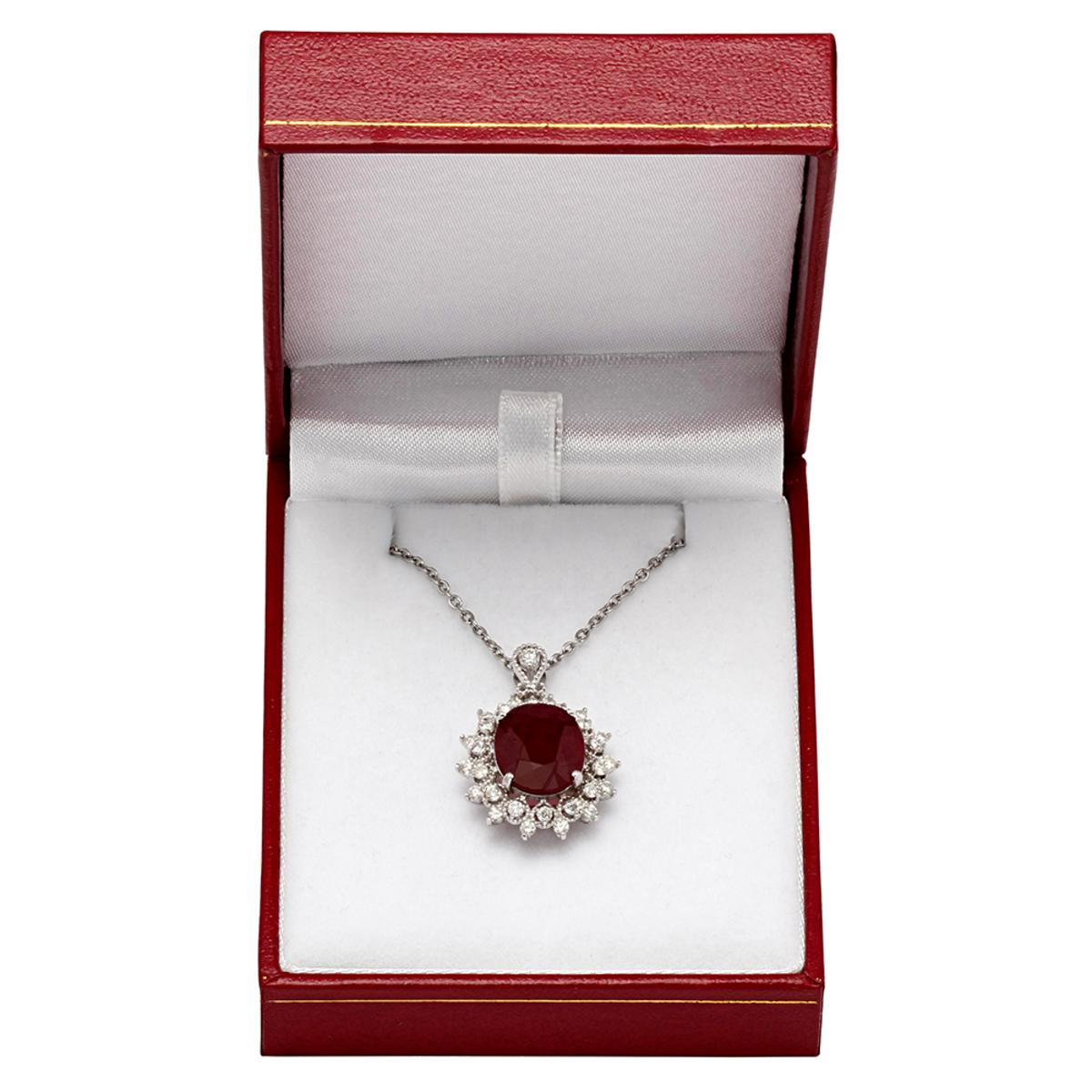 14k White Gold 5.41ct Ruby 0.86ct Diamond Pendant