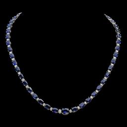 14K Gold 38.73ct Sapphire 1.68ct Diamond Necklace