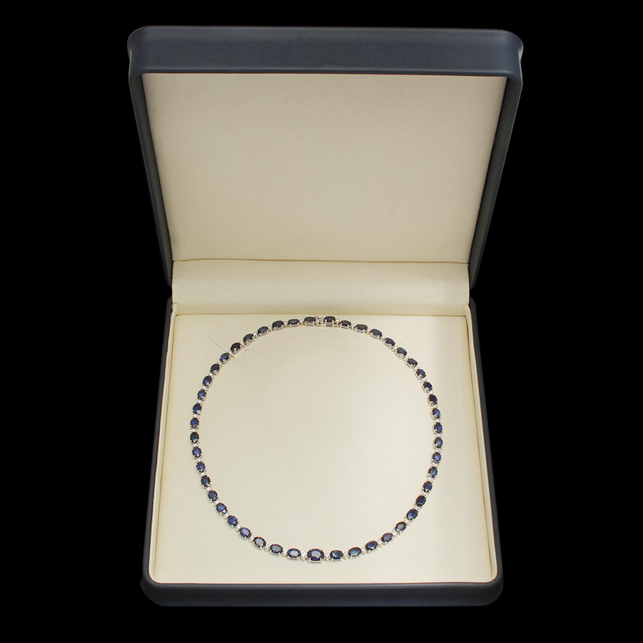 14K Gold 38.73ct Sapphire 1.68ct Diamond Necklace