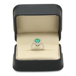 14K White Gold 1.42ct Emerald and 1.17ct Diamond Ring
