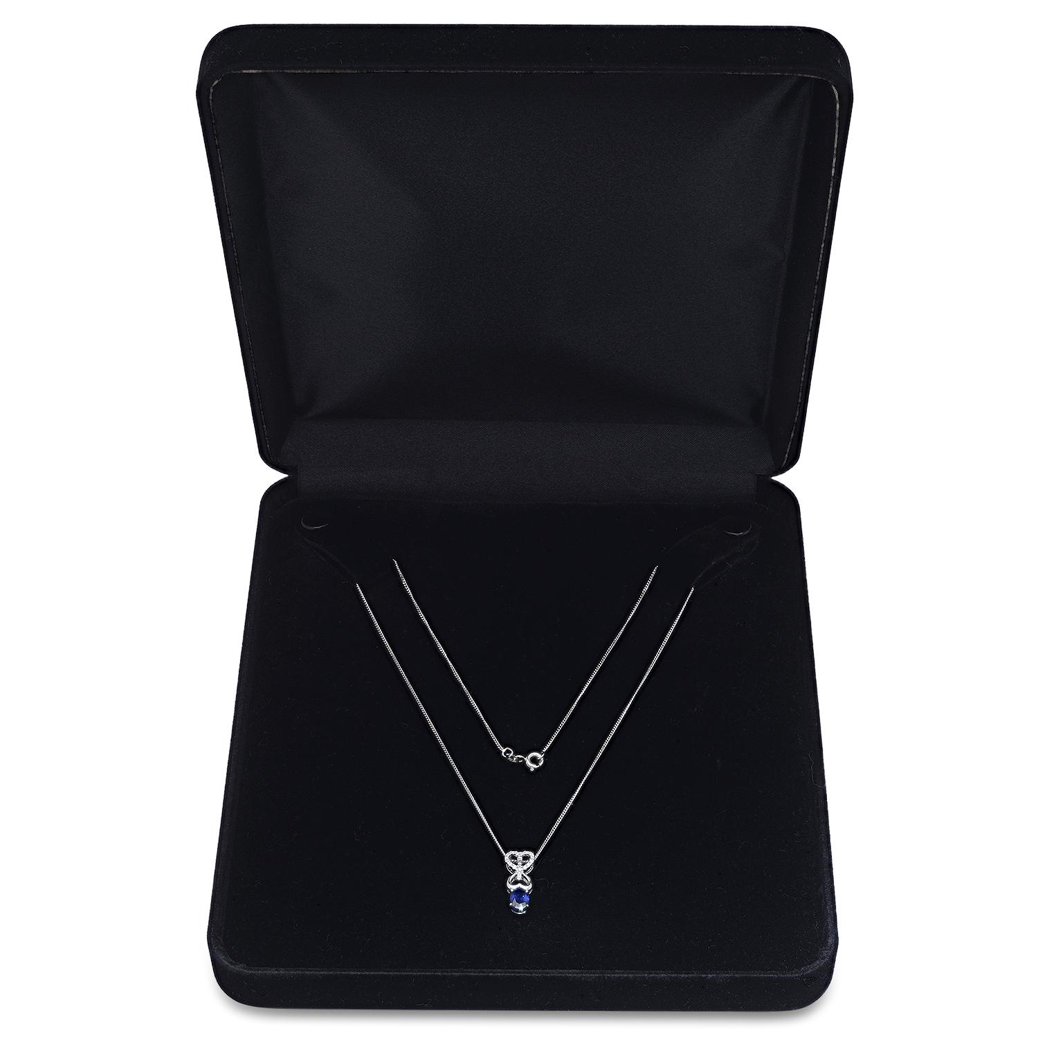 18K White Gold Setting with 0.91ct Sapphire and 0.10ct Diamond Pendant