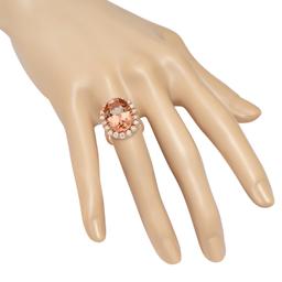 14K Rose Gold with 13.35ct Morganite and 1.84ct Diamond Ladies Ring