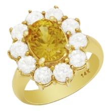 14k Yellow Gold 3.50ct Yellow Sapphire 2.18ct Diamond Ring