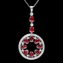 14K Gold 9.92ct Ruby 1.71ct Diamond Pendant