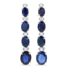 14K Gold 9.13ct Sapphire 0.32cts Diamond Earrings