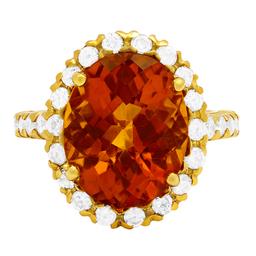 14k Yellow Gold 6.51ct Citrine 1.11ct Diamond Ring