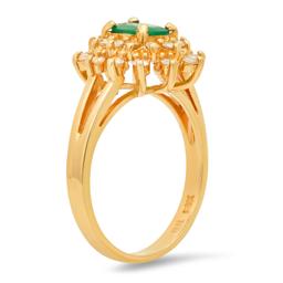 14K Yellow Gold Setting with 0.65ct Emerald and 0.30ct Diamond Ring