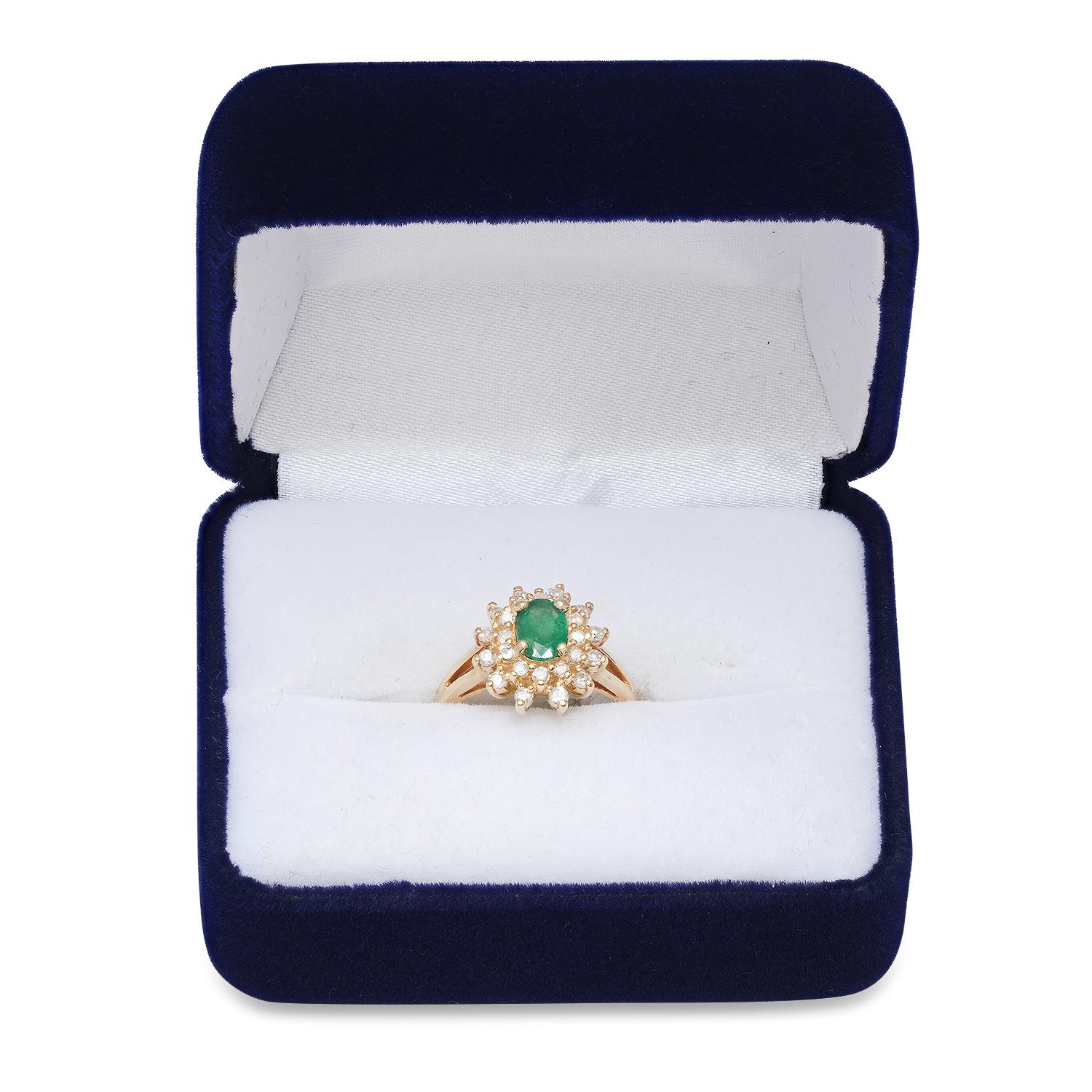 14K Yellow Gold Setting with 0.65ct Emerald and 0.30ct Diamond Ring