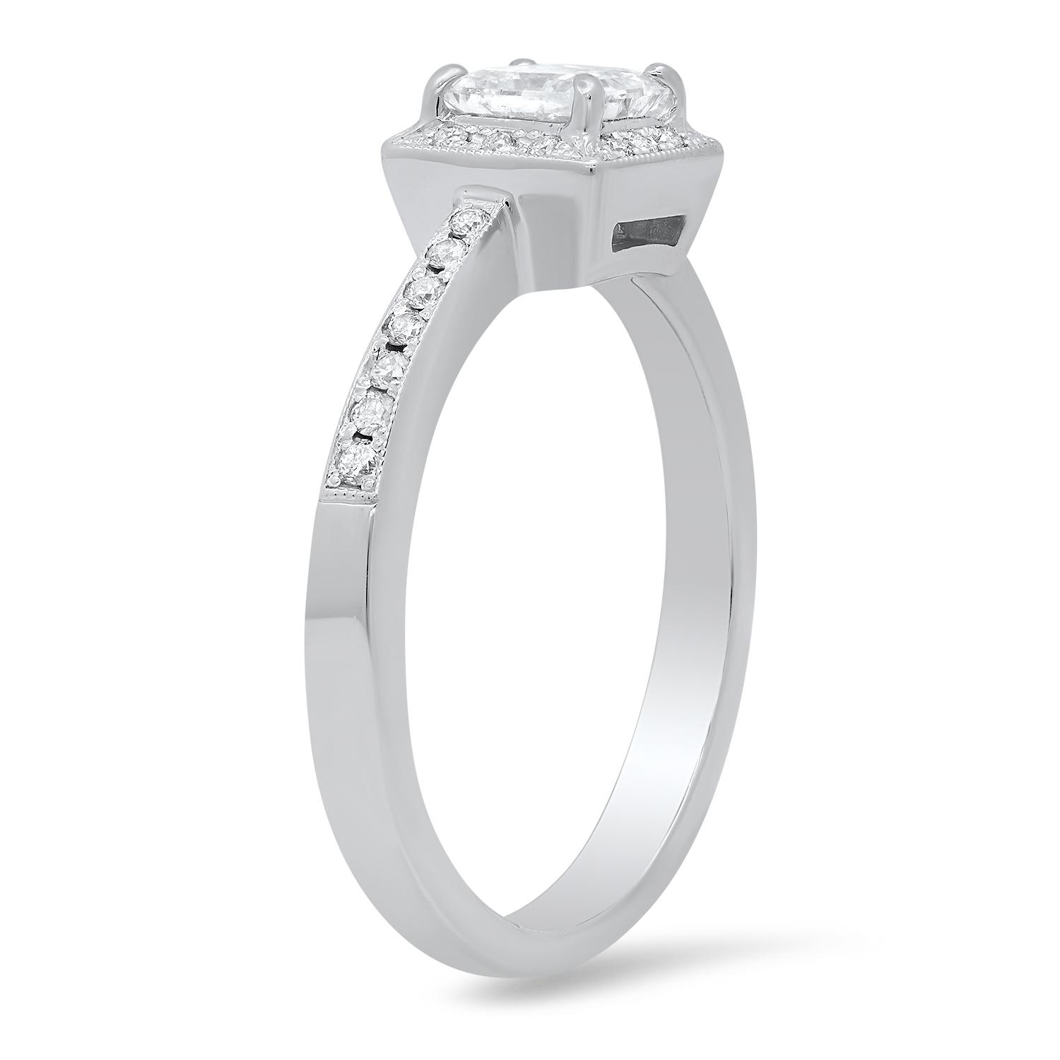 18K White Gold Setting with 0.50ct Center Diamond and 0.70twc Diamond Ring