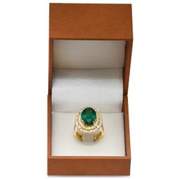 14K Yellow Gold 8.46ct Emerald and 2.58ct Diamond Ring