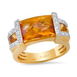 18K Yellow Gold Setting with 4.89ct Citrine and 0.15ct Diamond Bellari" Designor Ring"